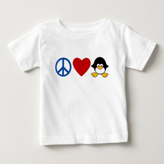 T-shirt Peace Love Penguin Baby T-shirts, Mugs (Frente)