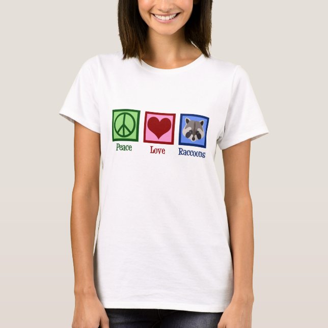 T-shirt Peace Love Raccoons (Frente)