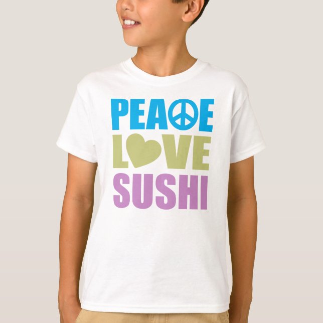 T-shirt Peace Love Sushi (Frente)