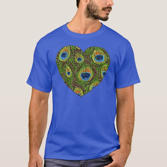 T-shirt Peacock Feather Gliter Art Impressão (Frente)