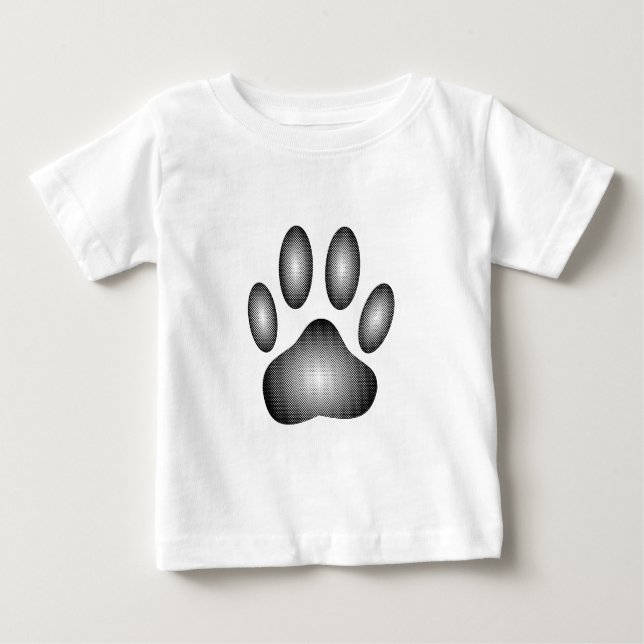 T-shirt Pegada de cachorro em gradientes preto e branco (Frente)
