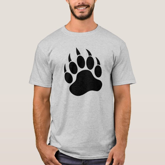 T-shirt Pegada de pata de urso preto frente e verso (Frente)