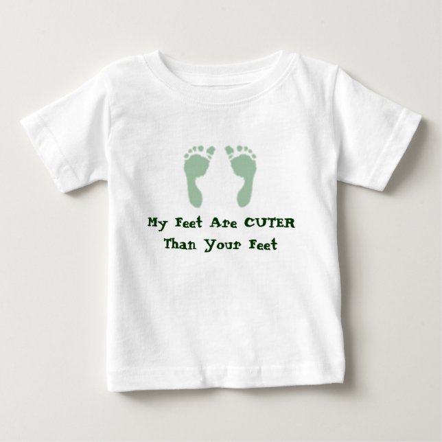 T-shirt Pegadas de Bebê (Verde) (Frente)