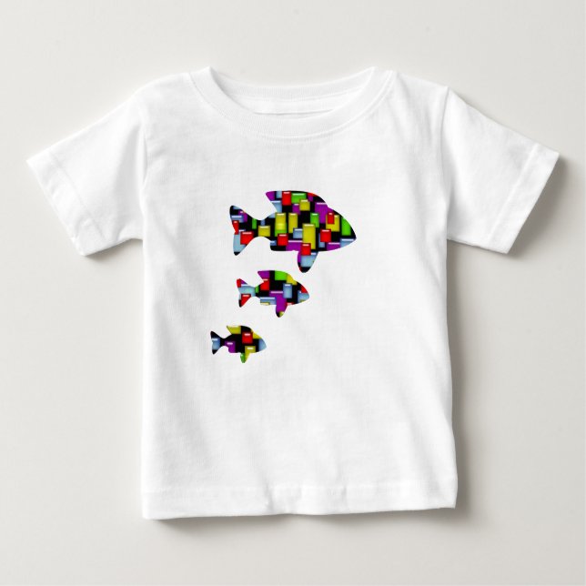 T-shirt peixe mosaico (Frente)