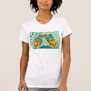 T-shirt Peixes florais dos peixes com flores