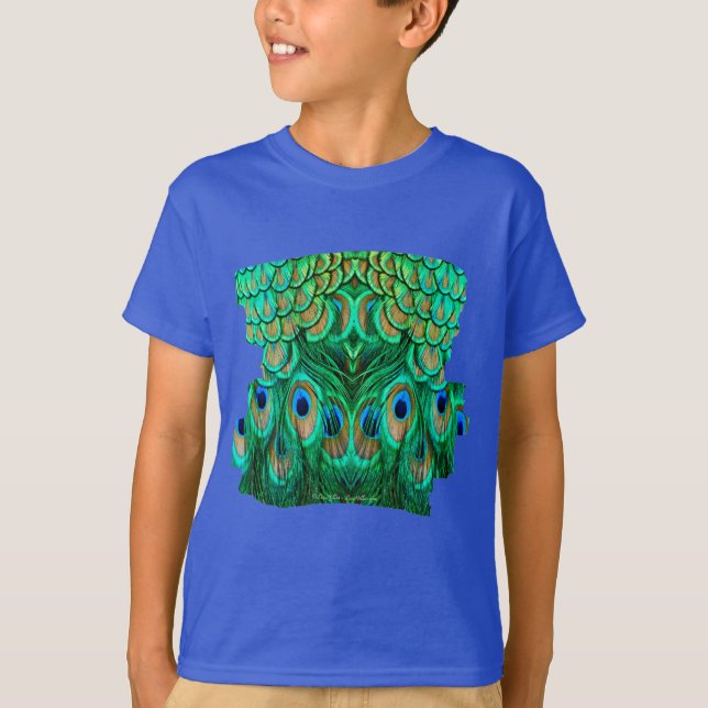 T-shirt Penas de Peacock Gloriosas (Frente)