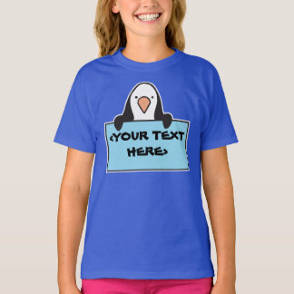 T-SHIRT PENGUINO CUTO COM SINAL PERSONALIZADO,<YOUR TEXT H