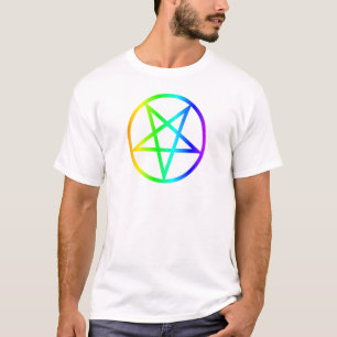 T-shirt Pentagram invertido do arco-íris