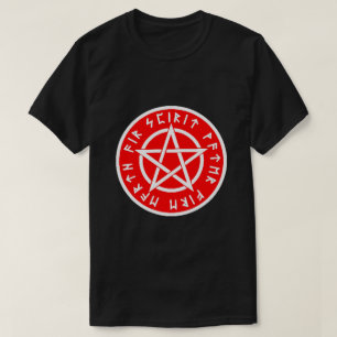 T-shirt Pentagrama branco e vermelho do Wiccan