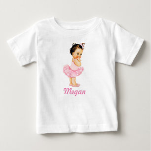 T-shirt Pequena Bailarina Morena Saia de Tule Rosa