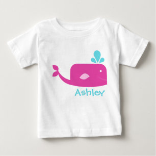 T-shirt Pequena Baleia Rosa Personalizada
