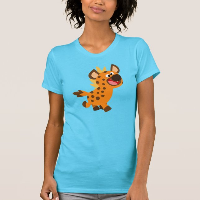 T-shirt Pequena Caricatura Linda Hiena Mulher Camisa-T (Frente)