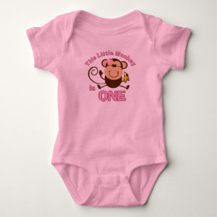 T-shirt Pequena primeiro aniversario de Macaco Garota Cria