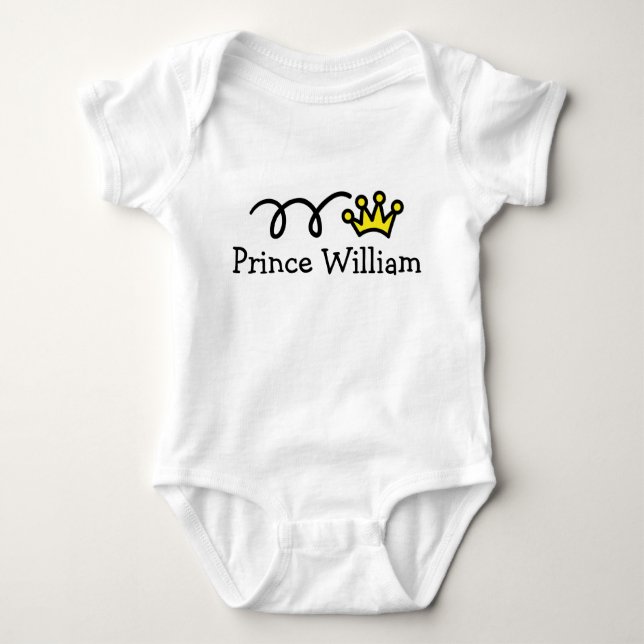 T-shirt Pequena roupa de bebê príncipe com nome personaliz (Frente)