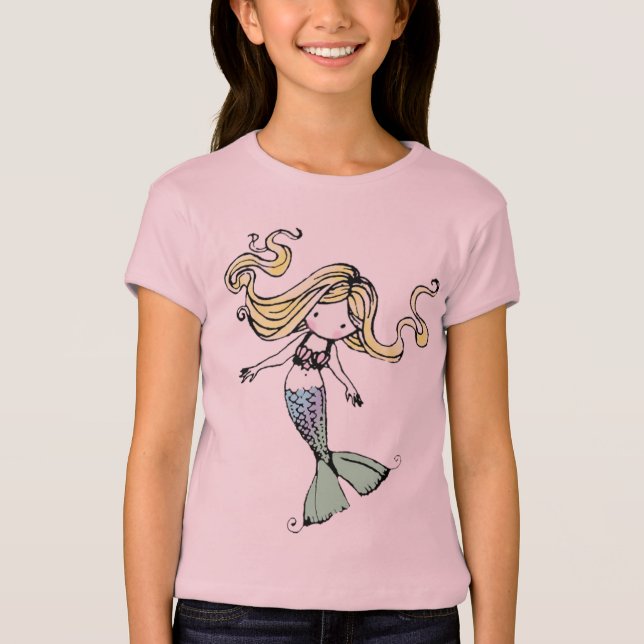 T-shirt Pequena Sereia Meninas Bebê (Frente)