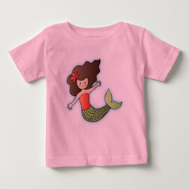 T-shirt Pequena Sereia para Crianças (Frente)