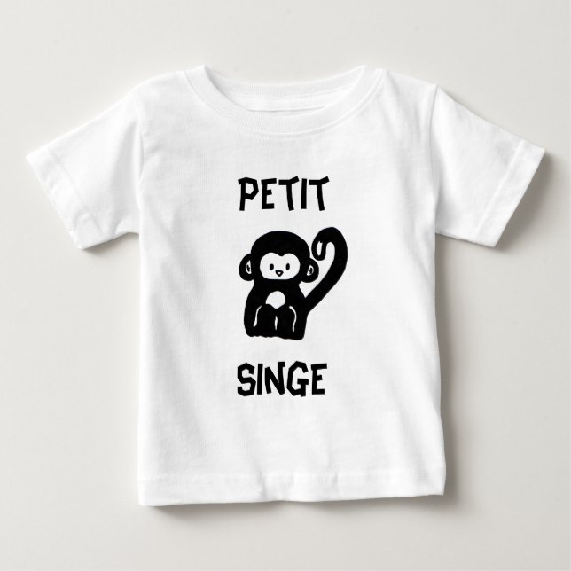 T-shirt pequeno francês do bebê do macaco (Frente)