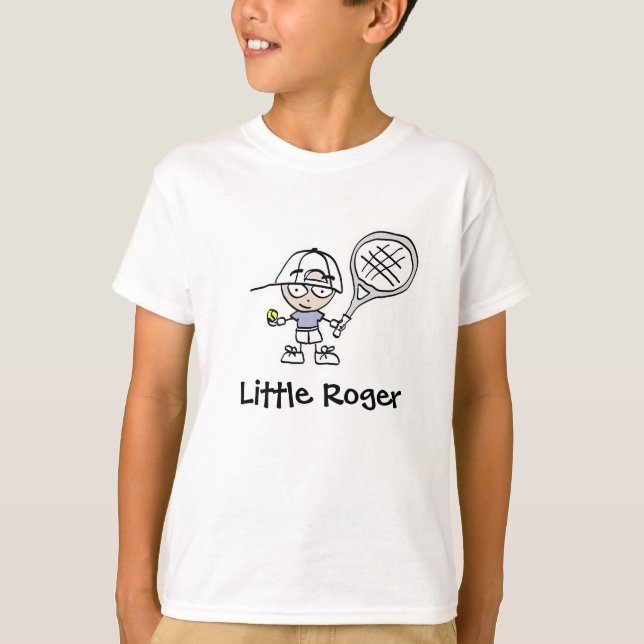 T-shirt Pequeno Roger Tênis Cartoon T shirt Para Rapazes (Frente)