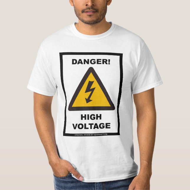 T-shirt Perigo! Alta tensão - branco (Frente)