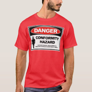 T-shirt perigo da conformidade
