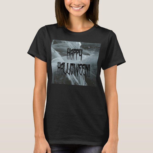 T-shirt Perna de Aranha Halloween Eerie Fundo Senhoras Tee (Frente)