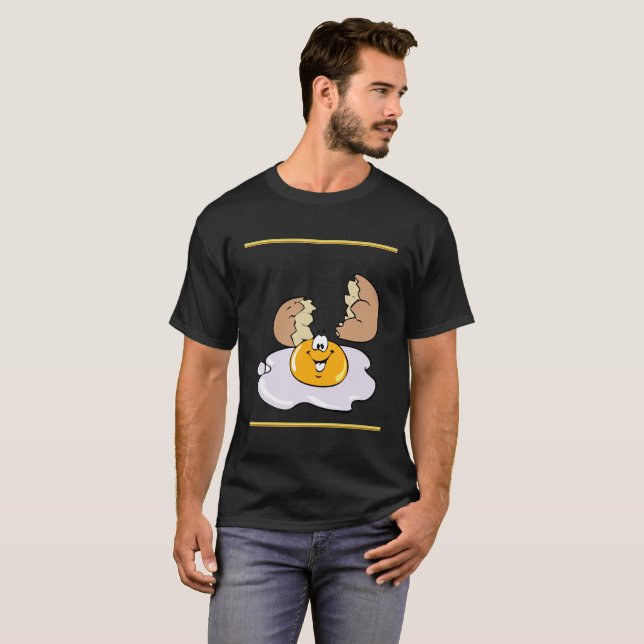 T-shirt personagem de desenho animado de ovo frito com sor (Frente Completa)
