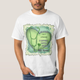 t-shirt personalizada da enfermeira Green Heart RN
