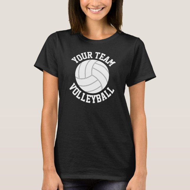 T-Shirt Personalizada de Voleibol Negro e Branco (Frente)