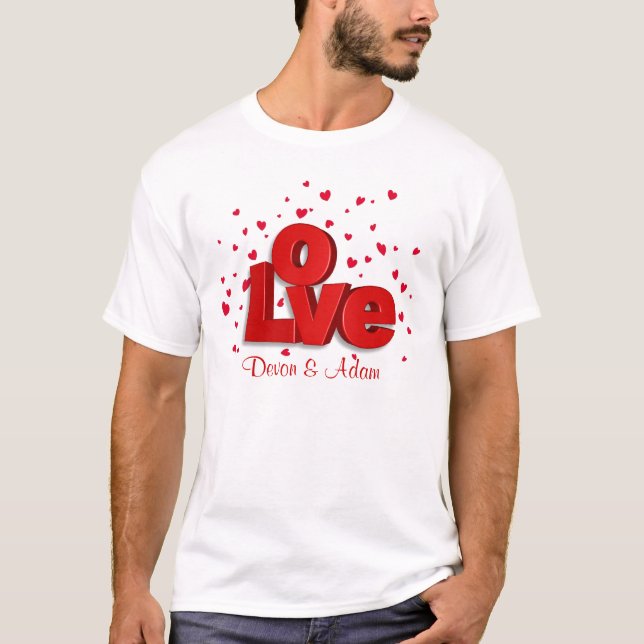T-shirt personalizada do namorados LOVE (Frente)