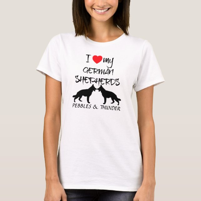 T-shirt Personalizada Eu Amo Meu German shepherd (Frente)