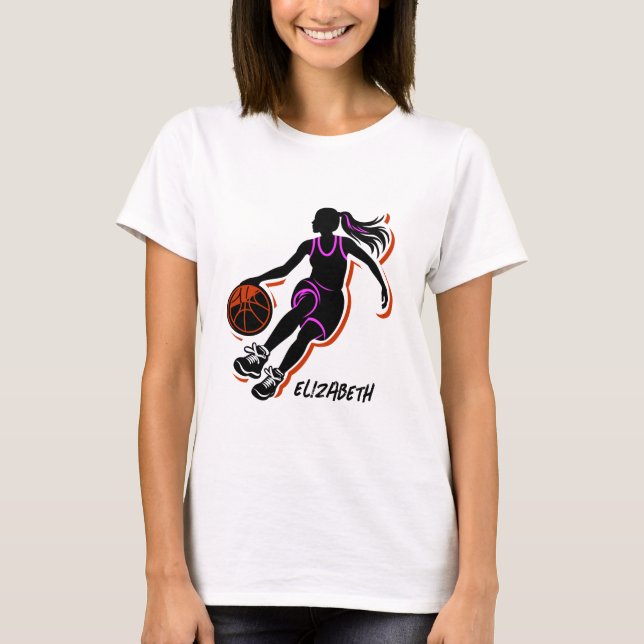 T-Shirt Personalizada Para Garota De Basquete (Frente)