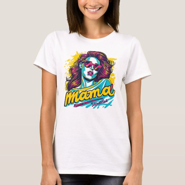 T-Shirt Personalizada Retro Mama Pop Art (12) (Frente)