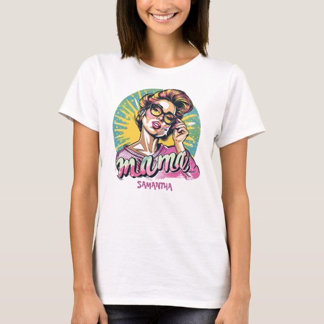 T-Shirt Personalizada Retro Mama Pop Art (16) (Frente)