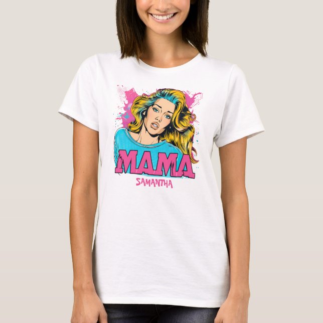 T-Shirt Personalizada Retro Mama Pop Art (20) (Frente)