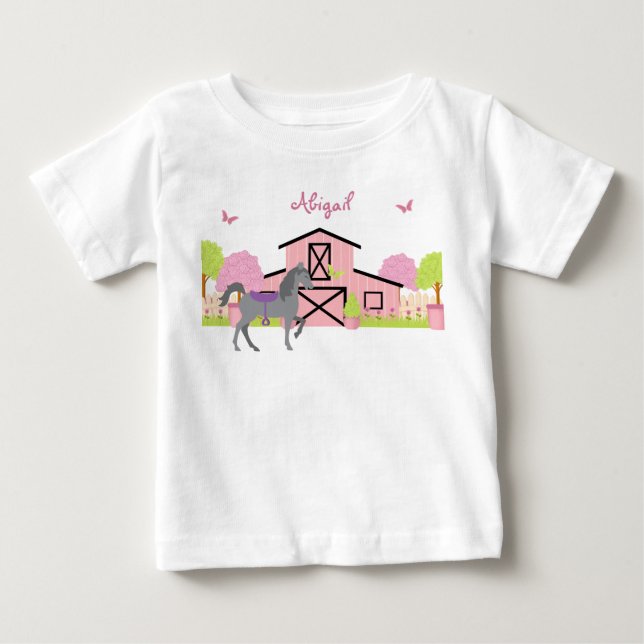 T-Shirt Personalizado Bonito Barn & Jarden Horse (Frente)