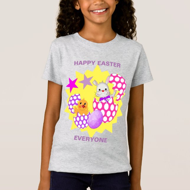 T-Shirt Personalizado Cute de felz pascoa (Frente)