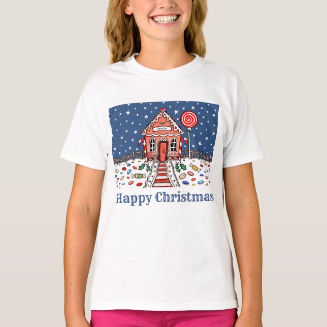 T-Shirt Personalizado Da Casa De Pão De Natal (Frente)