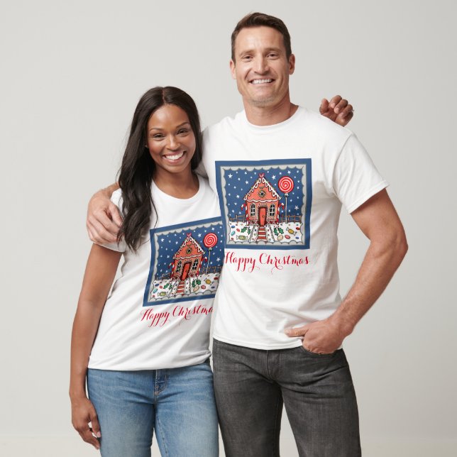 T-Shirt Personalizado Da Casa De Pão De Natal (Unissex)