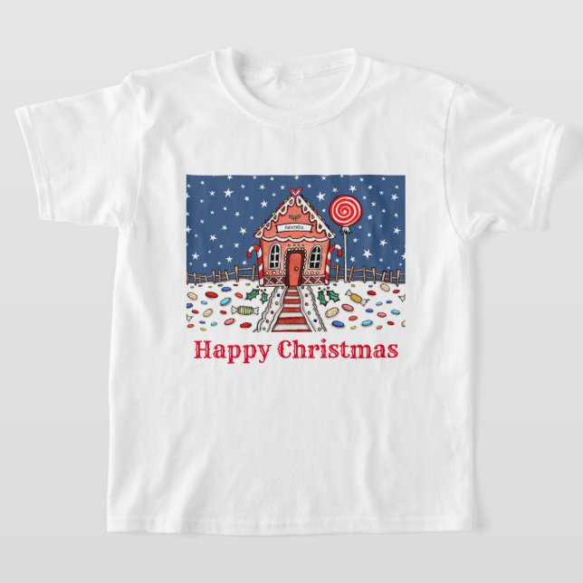 T-Shirt Personalizado Da Casa De Pão De Natal (Postura )
