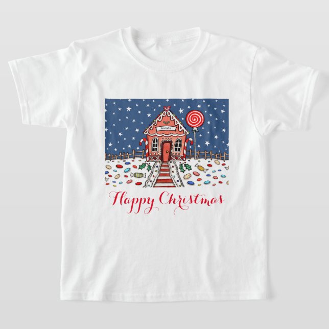 T-Shirt Personalizado Da Casa De Pão De Natal (Postura )