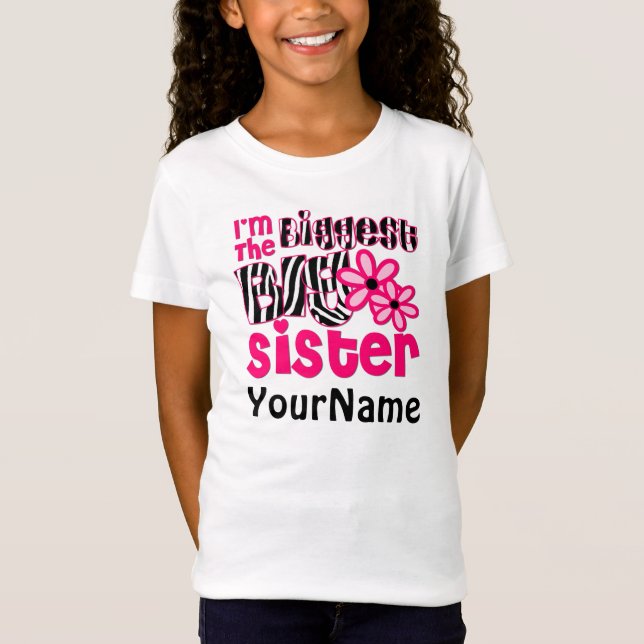 T-shirt personalizado da zebra da irmã a mais (Frente)