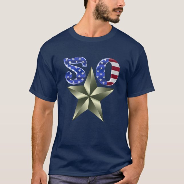 T-Shirt Personalizado De Americana De 50 Estrelas (Frente)