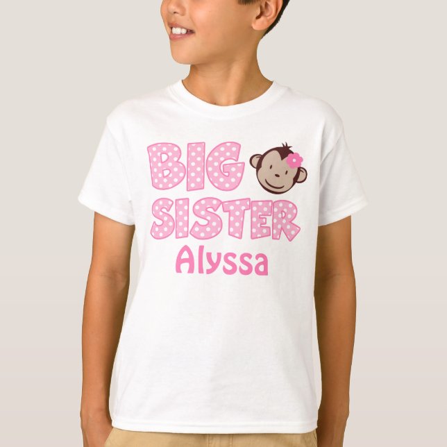 T-shirt personalizado macaco da irmã mais velha (Frente)