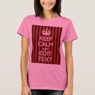 T-shirt Personalizado Mantenha Calmo Seu Texto Vermelho Es