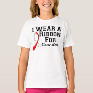 T-shirt Personalizar Eu Visto uma Fita Vermelha e Branca