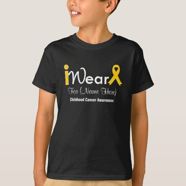 T-shirt Personalizar o Cancer de infância Dourado da Faixa (Frente)