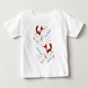 T-shirt Personalizar Padrão Moderno de Raposa da Floresta