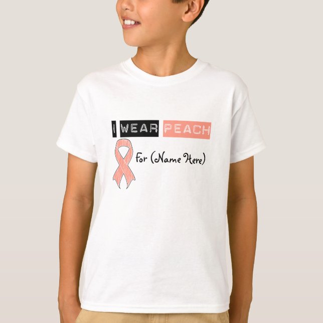 T-shirt Personalizar Visto do Cancer Uterino de Fita de Pê (Frente)