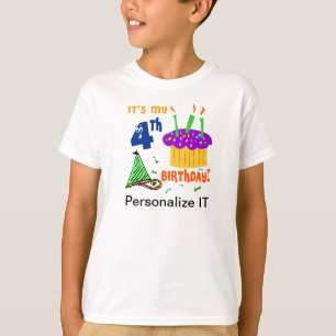 T-shirt personalizável de 4° aniversário