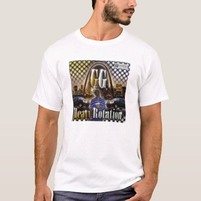 T-shirt pesado da rotação do GG (Frente)